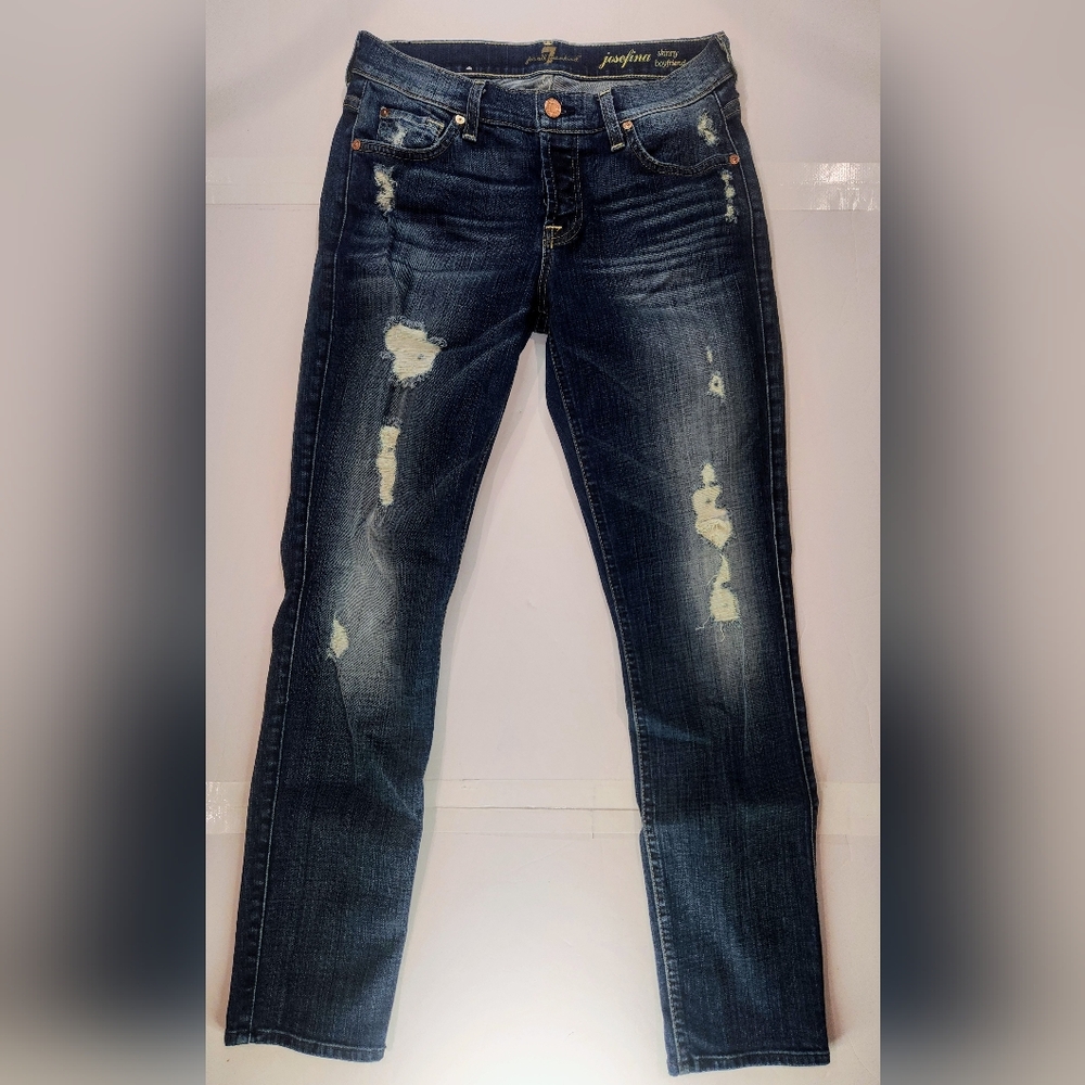 7 For all Mankind Jeans Womens 25 Skinny Boyfriend Button Fly Josefina 0001